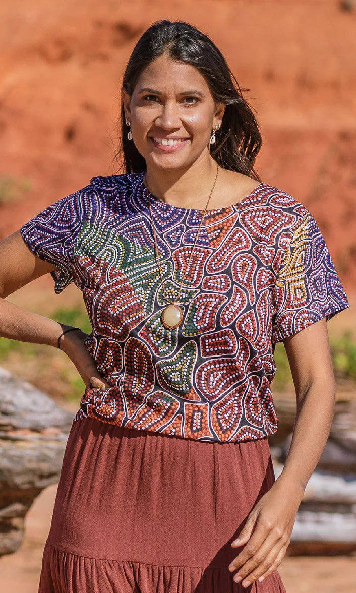 Aboriginal Art Fashion Top Our Many Tribes