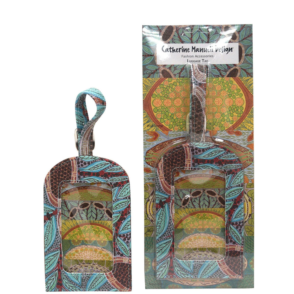 Aboriginal Art Leather Look Luggage Tag Conkerberries - Gift Packed