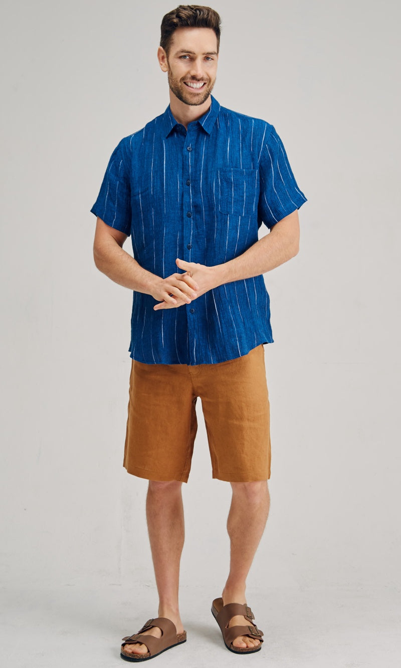 Hemp Wrinkle Fabric Short Sleeves Shirt, More Colours