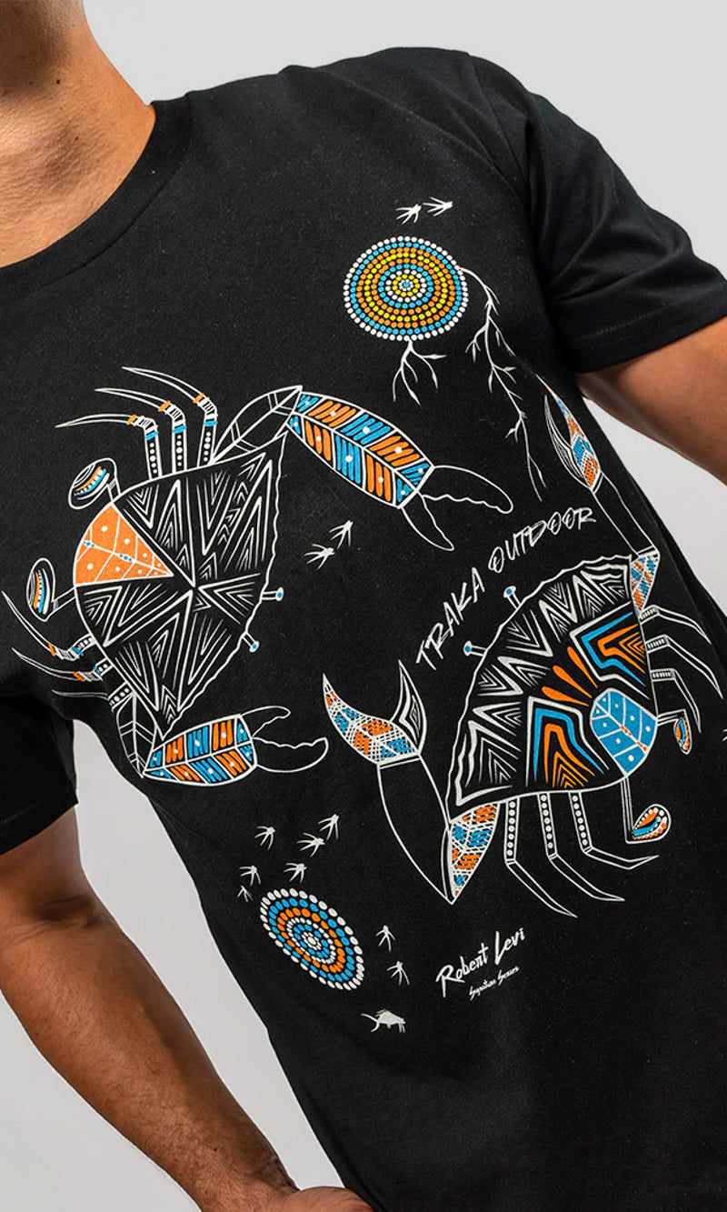 Aboriginal Art Unisex T-Shirt Mudcrab Black