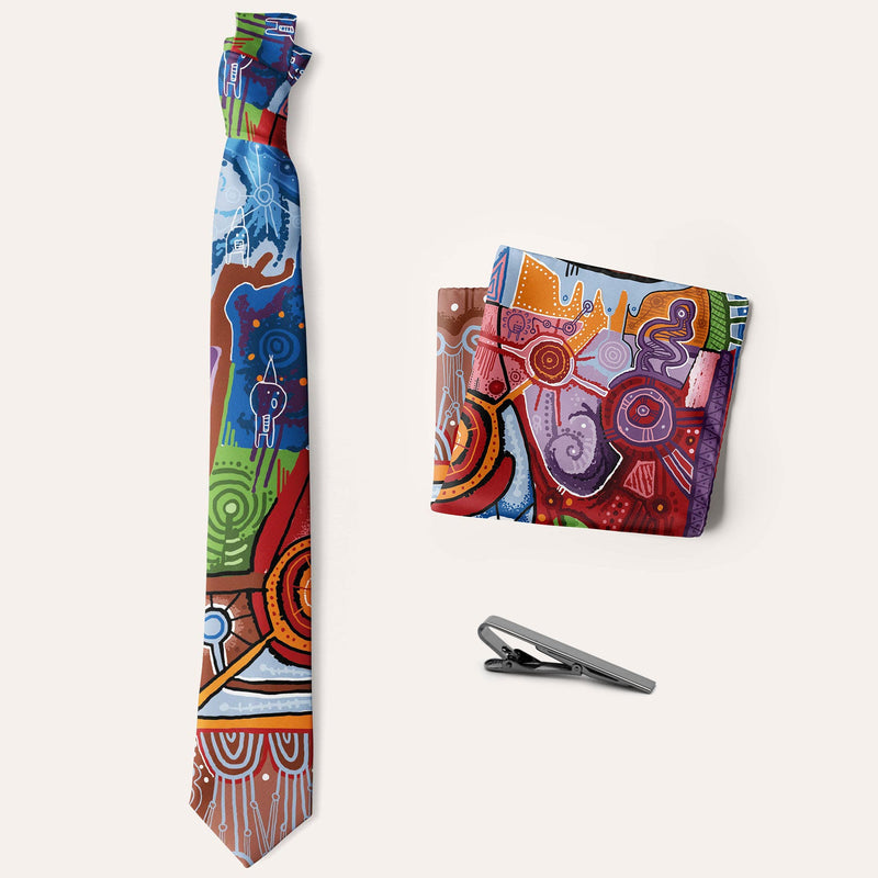 Aboriginal Art Necktie Set Creation Spirit