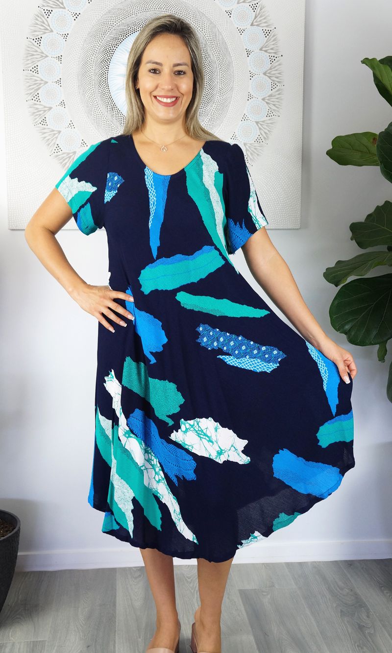 Rayon Dress Newport Abstract, More Colours