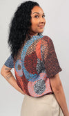Aboriginal Art V-Neck Short Sleeve Woman's Blouse Ngarlikirlangu