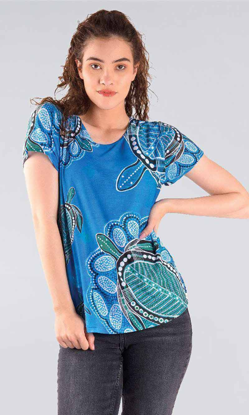 Aboriginal Art Fashion Top Ocean Turtle