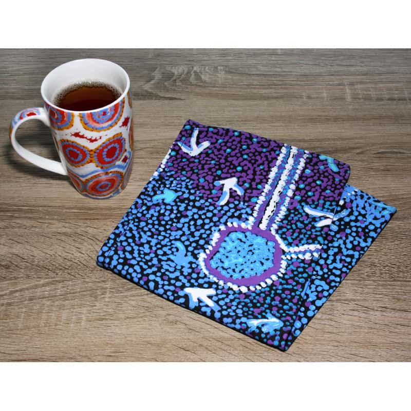 Aboriginal Art Linen Tea Towel by Pauline Nampijinpa Singleton