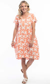 Pure Linen Dress Ruched Print, More Colours