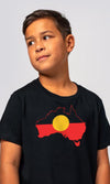 Aboriginal Art Kids T-Shirt "Raise The Flag" Aboriginal Flag (Australia)