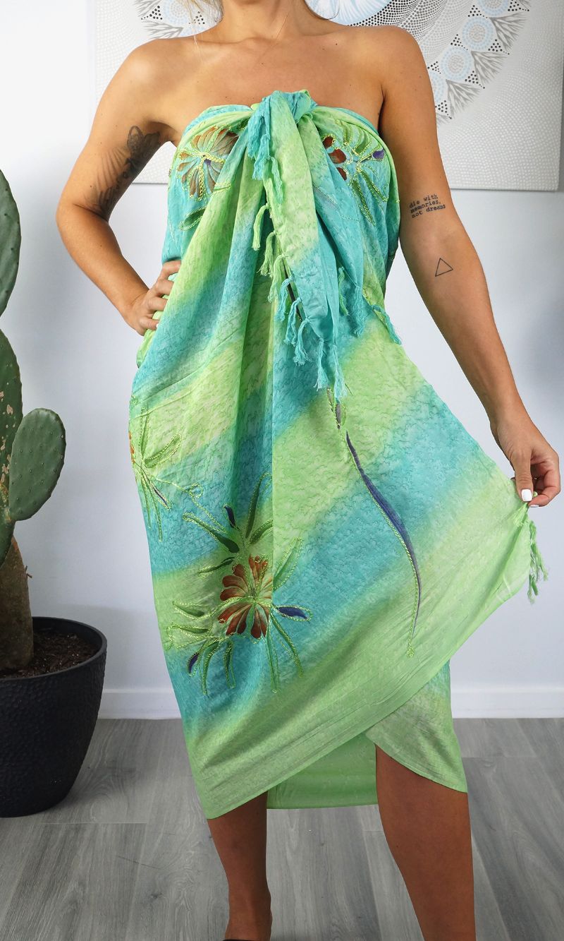 Rayon Sarong Embroidered/Hand Painted, More Colours