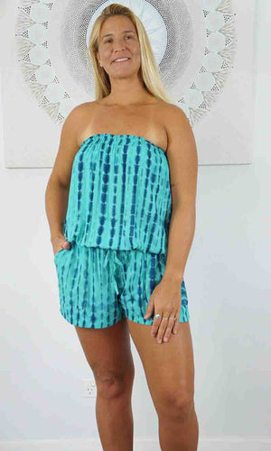 Rayon Jumpsuit Short Crackle Tie Dye, More Colours