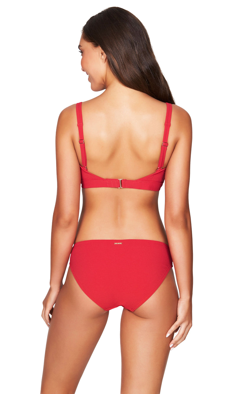 Riviera Rib Red Mid Bikini Pant