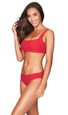 Riviera Rib Red Mid Bikini Pant