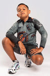 Aboriginal Art Kids Unisex Long Sleeve Polo Stingray Fever