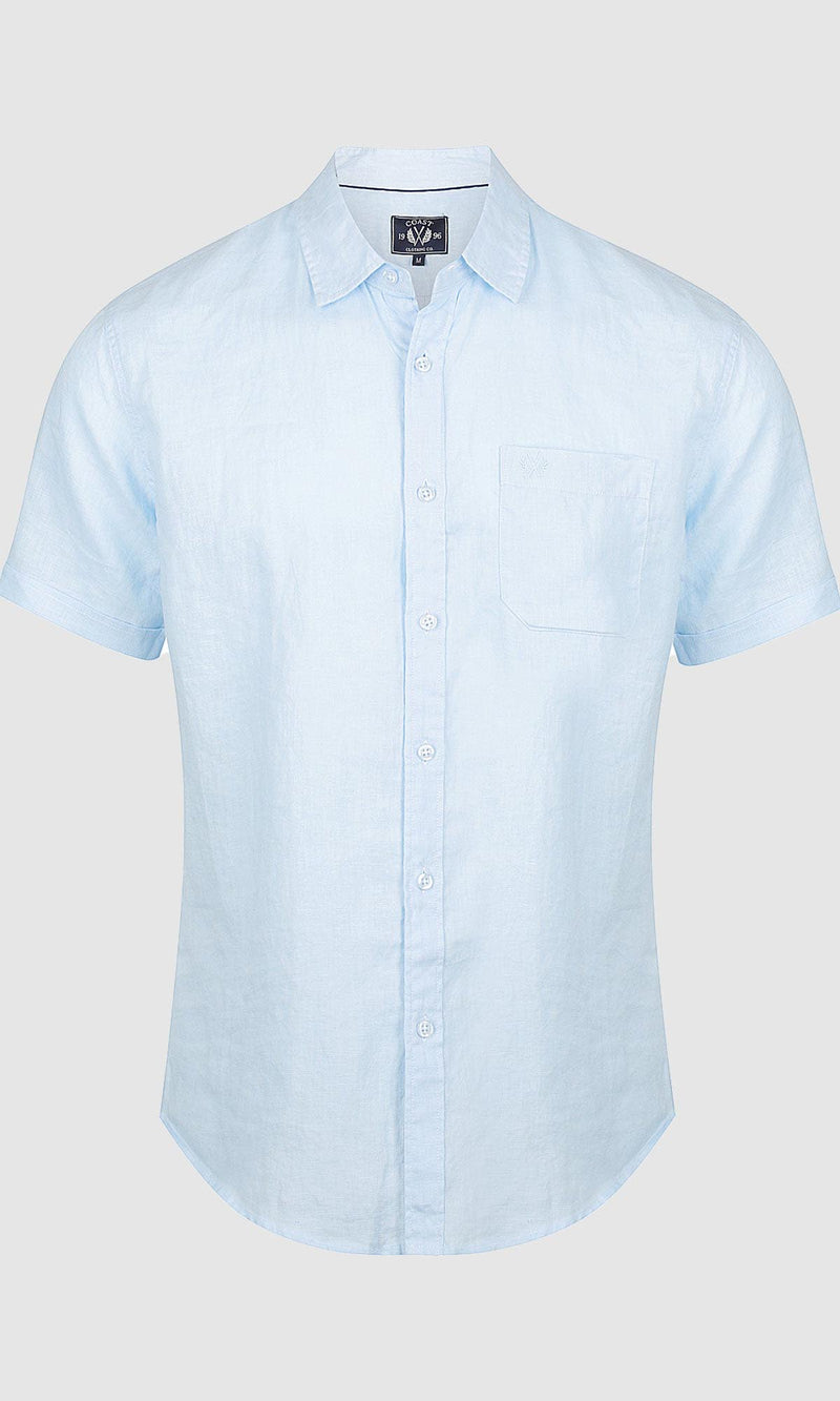 Linen Shirt Short Sleeve  Sky Blue