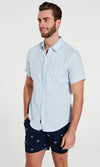 Linen Shirt Short Sleeve  Sky Blue
