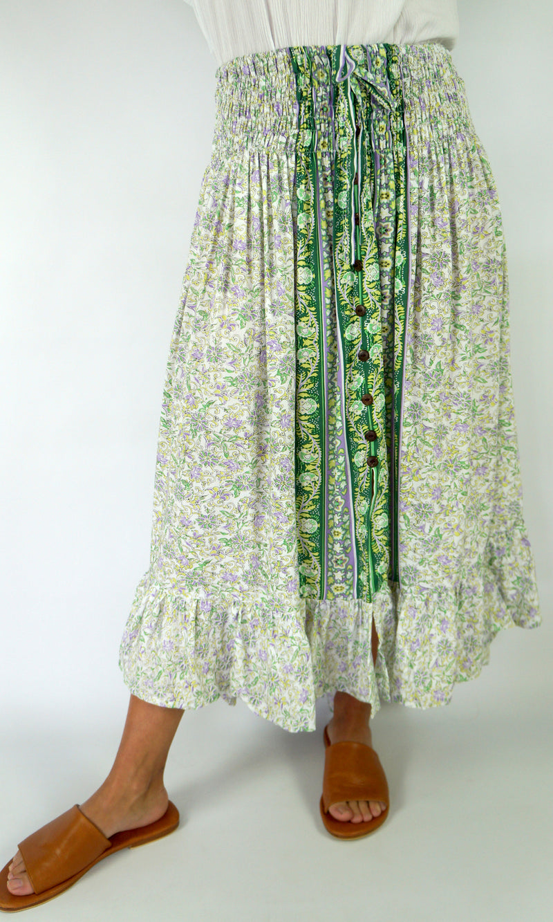 Rayon Skirt Tangelo Madras, More Colours