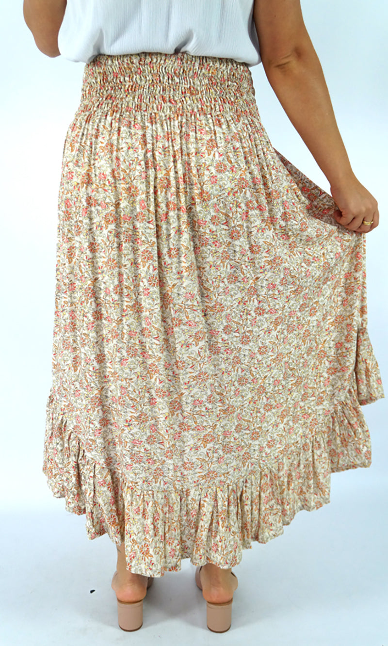 Rayon Skirt Tangelo Madras, More Colours