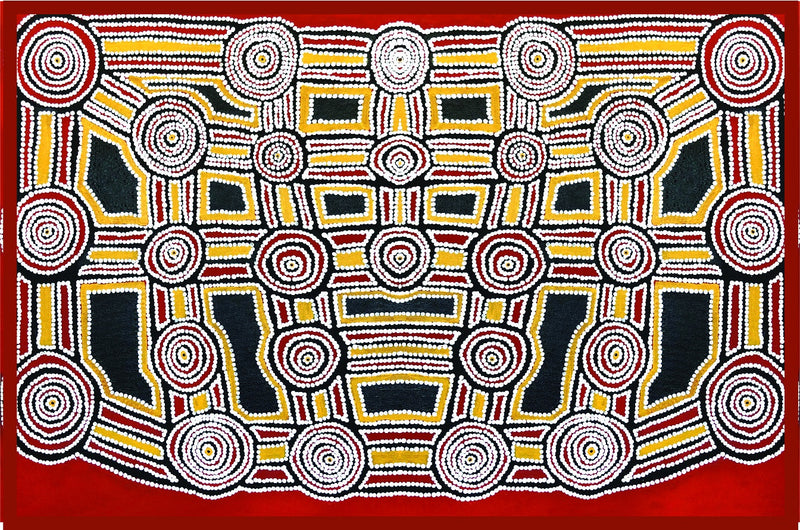 Aboriginal Art Cotton Tablecloth by Surparkra Jugadai
