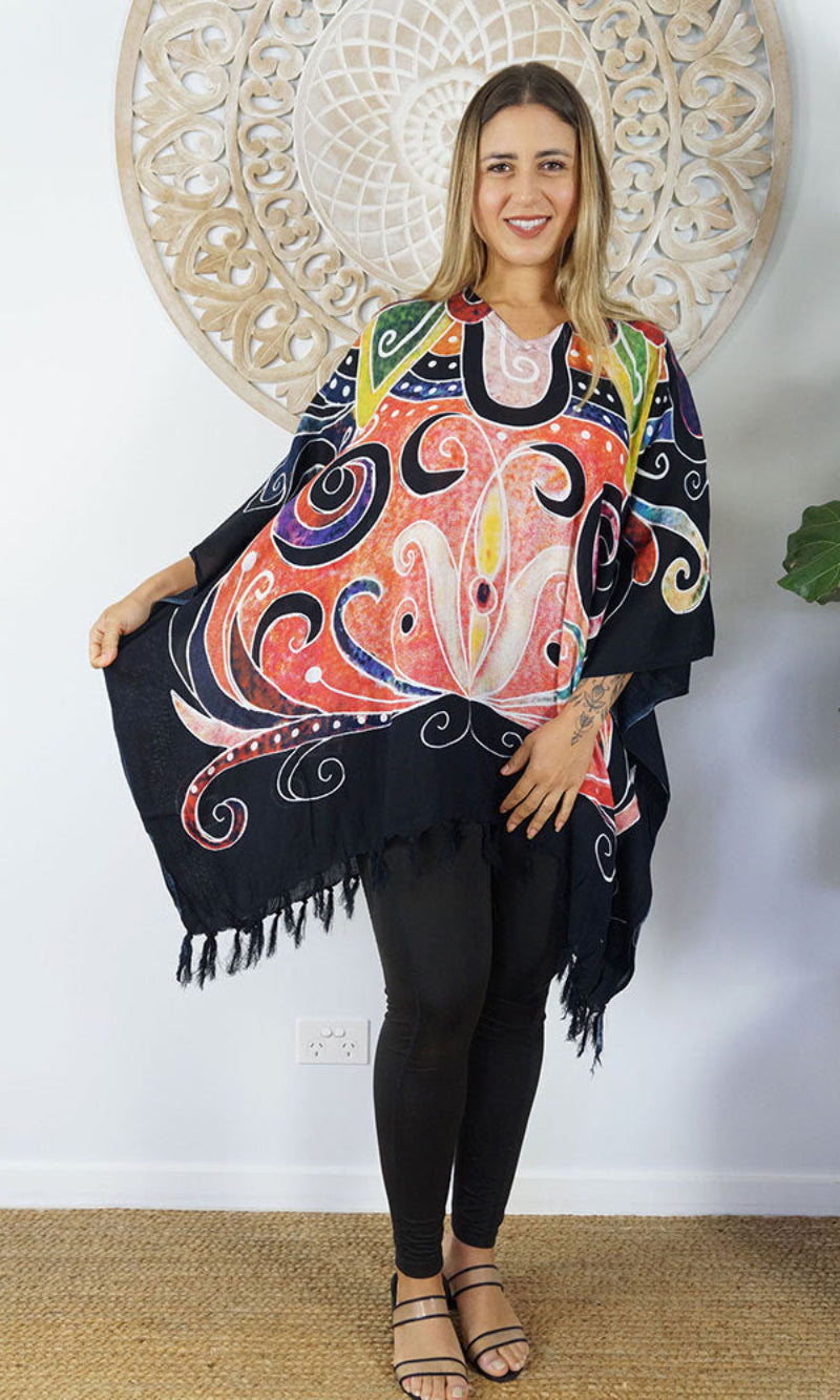 Rayon Cover Up V Neck Abstract, More Colours