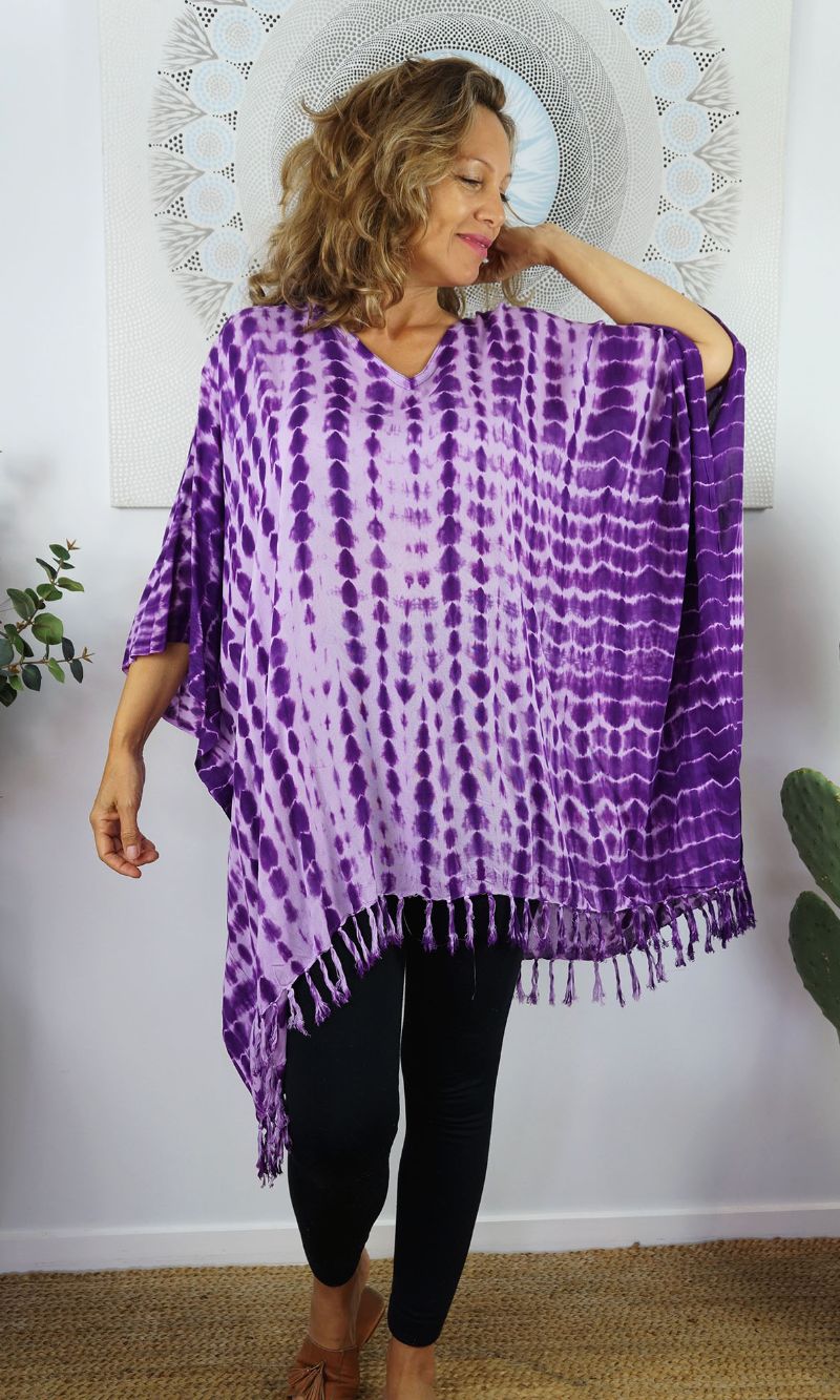 Rayon Cover Up V Neck Crackle Tie Dye, More Colours