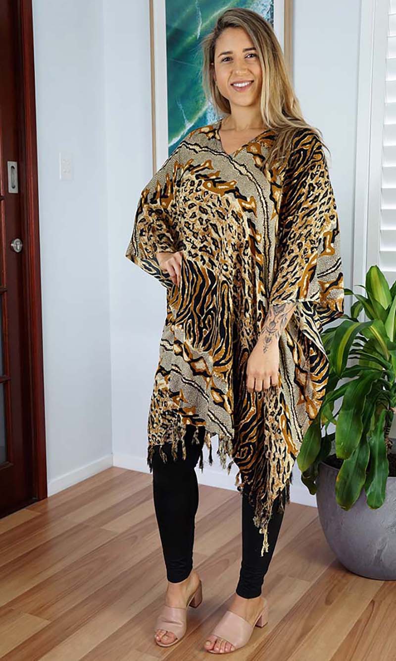 Rayon Cover Up V Neck Snake/Cheetah, More Colours