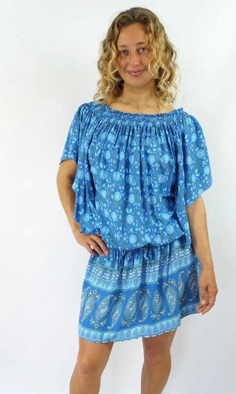 Rayon Dress Short Wing Daisy Flower, More Colours