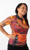 Aboriginal Art Ladies Fitted Polo Woka