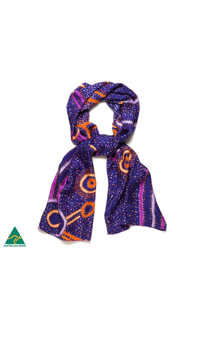 Aboriginal Art Silk Scarf by Watson Jangala Robertson