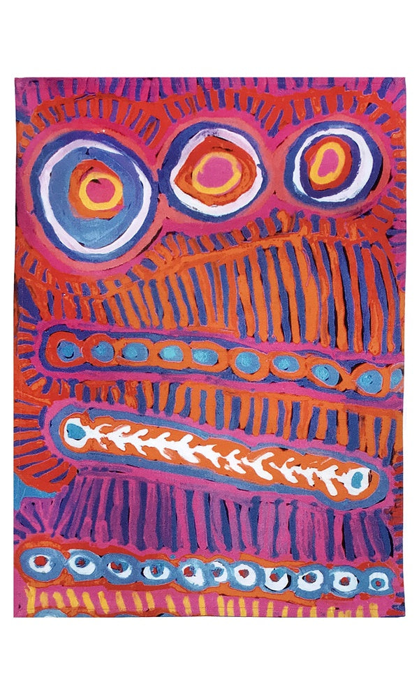 Aboriginal Art Cotton Tea Towel by Murdie Nampijinpa Morris