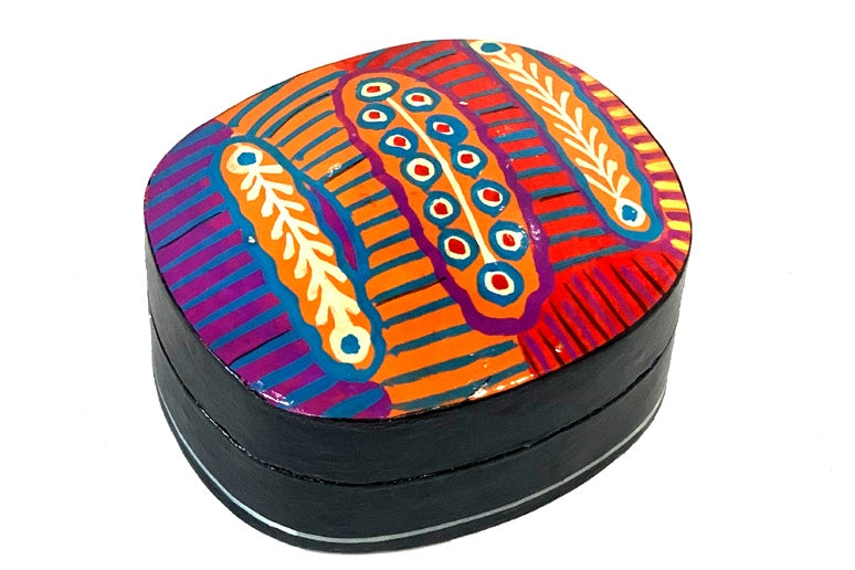 Aboriginal Art Small Lacquer Box by Murdie Nampijinpa Morris