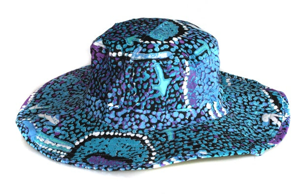 Aboriginal Art Cotton Bucket Hat by Pauline Nampijinpa Singleton