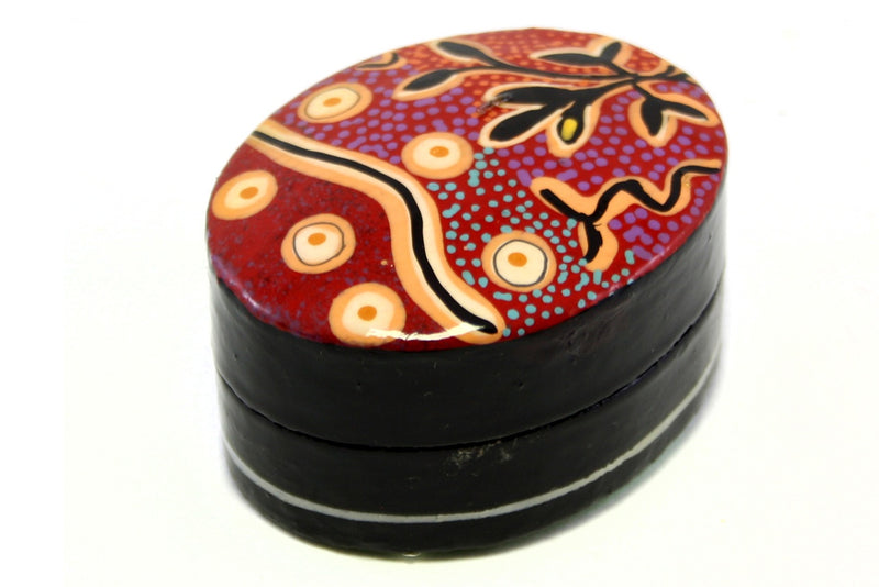 Aboriginal Art Small Lacquer Pill Box by Paddy Stewart