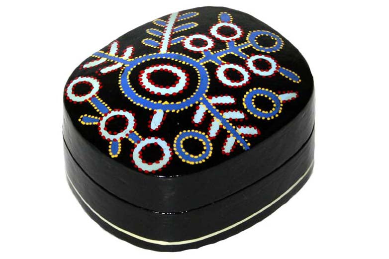 Aboriginal Art Small Lacquer Box by Theo Hudson