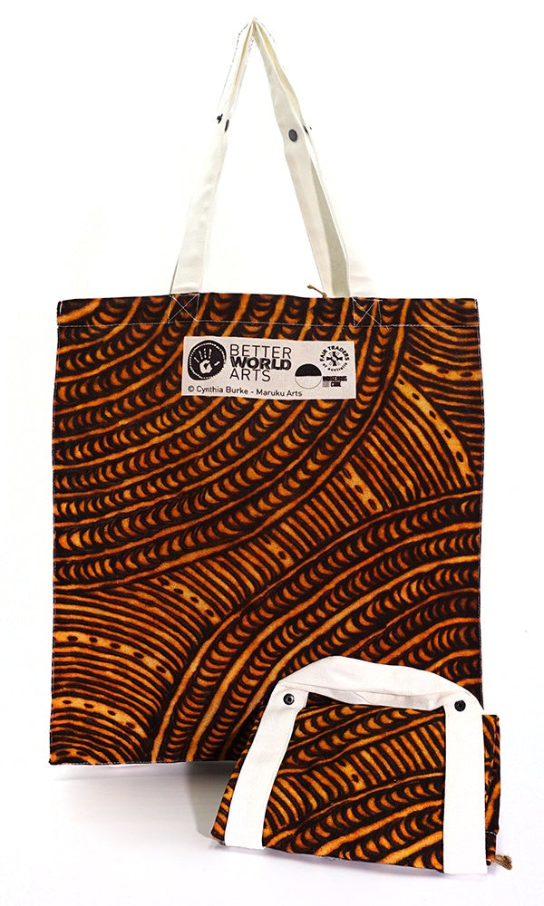 Aboriginal Art Cotton Foldable Shopping Bag by Cynthia Burke