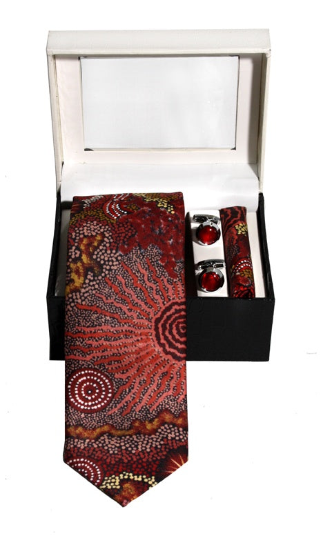 Aboriginal Art Tie Set Digital Print by Damien & Yilpi Marks