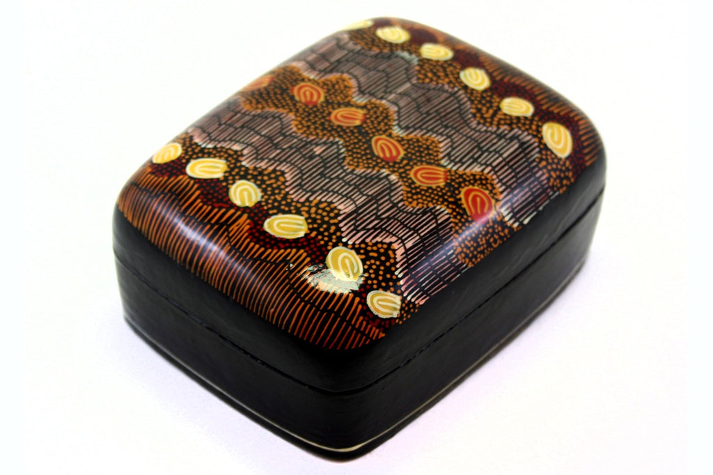 Aboriginal Art Large Lacquer Box by Damien & Yilpi Marks