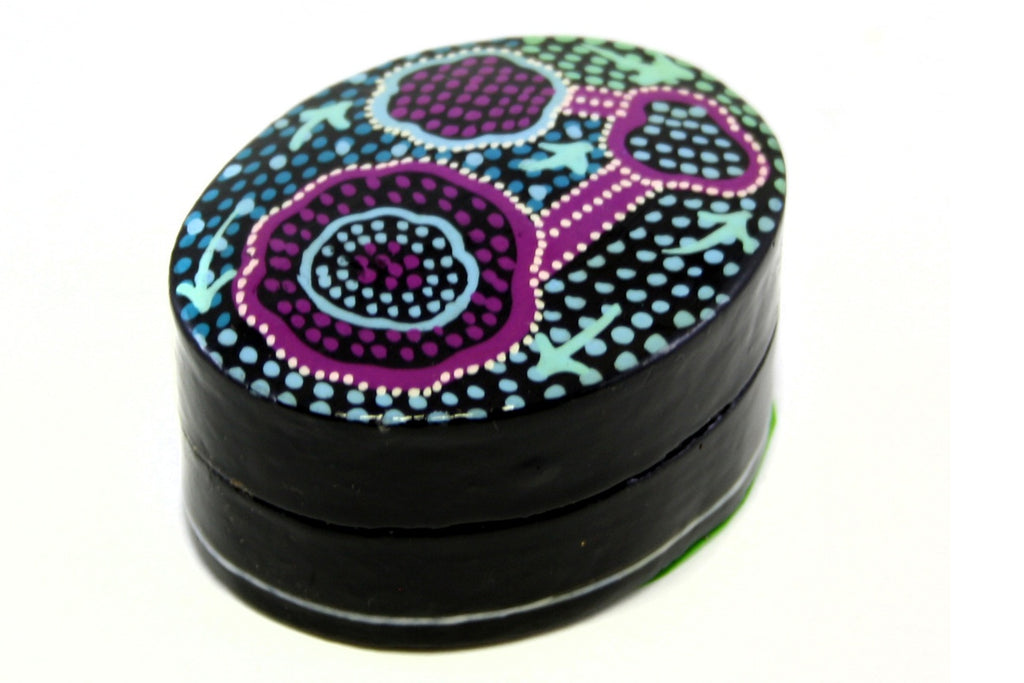 Aboriginal Art Small Lacquer Pill Box by Pauline Nampijinpa Singleton