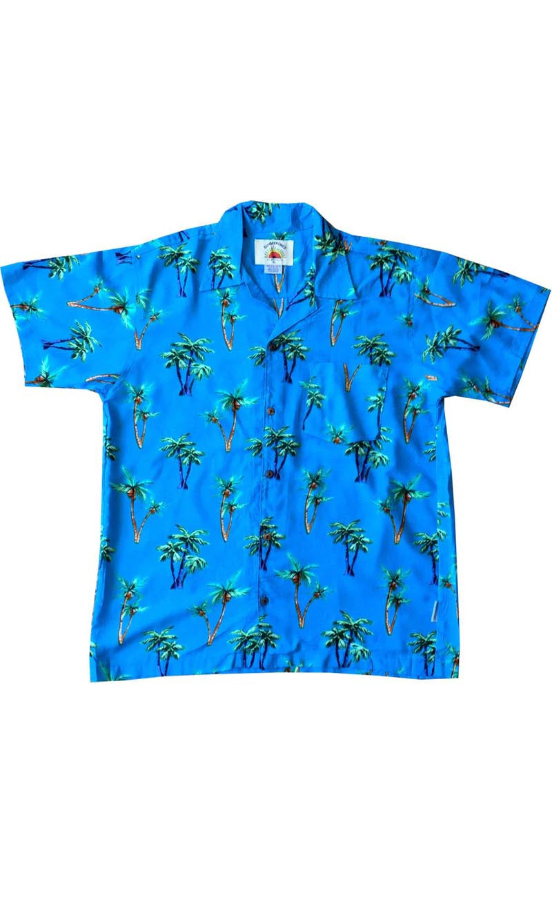Rayon Kids Hawaiian Shirt Plantation Aqua